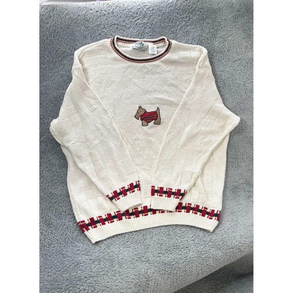 Vintage Scottish Terrier dog knit sweater Northern Reflections Parkhurst XL